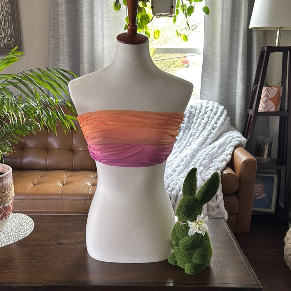 RUNAWAY - Kendal top - Passionfruit Gradient Orange and Pink Bandeau - Medium